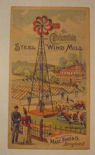 Springfield OH Mast, Foos & Co., Columbia Wind Mill - 1880's Two Panel Folder