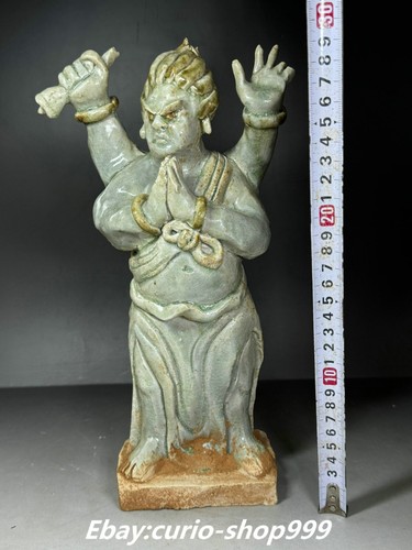 11.4" Song Dynasty Xiangzhou Kiln Porcelain Heavenly Kings immortals Statue - Imagen 3 de 7