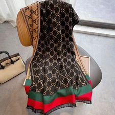 Classic Men Women Stripe Letter Pashmina Scarves Wraps Poncho Echarpe Bandana