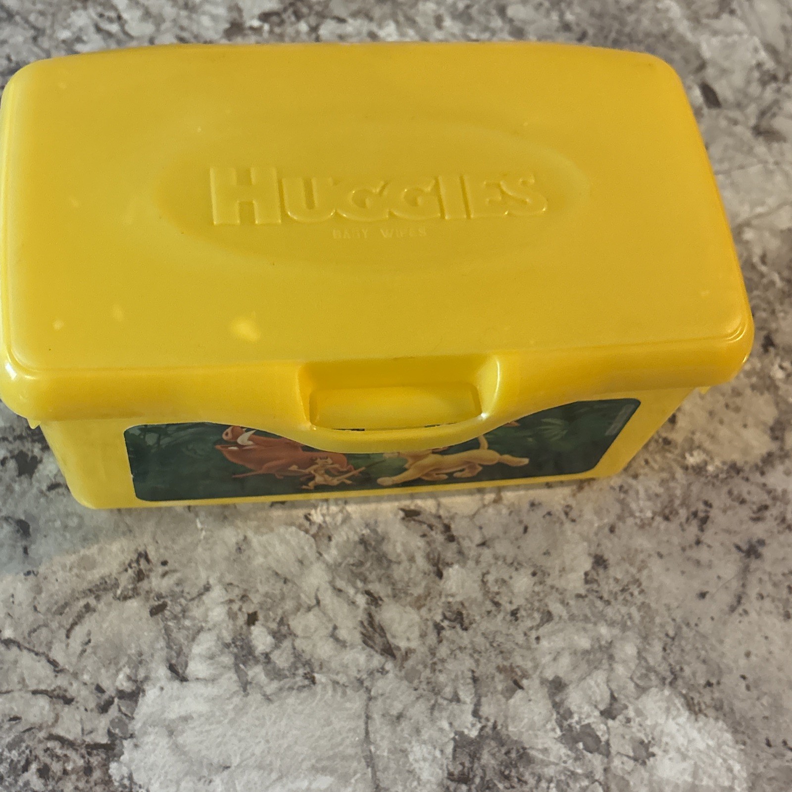 Vintage Disney Lion King Yellow Huggies Baby Wipes Container EMPTY