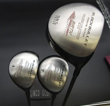 Set of 3 Birth Black Bullet 10° Driver & 4 + 7 Woods Stiff Graphite Shafts