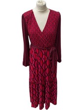 Boden Maxi Wrap Dress Pink Geometric Pattern Size UK 14P 1 RVB001