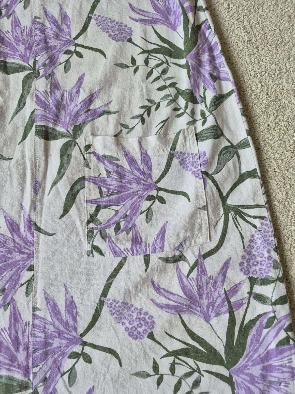 Indigo Roc Linen Blend Floral Dress UK 12 Summer Purple Green Sleeveless image 3