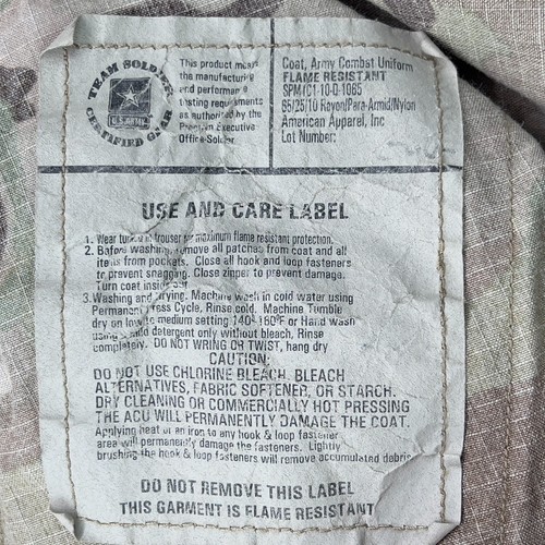 Petit manteau résistant flamme multicam OCP régulier uniforme de combat armée militaire - Photo 6/14