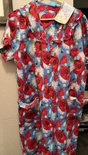 VTG Carol s Collection House Coat Size Large Floral MooMoo Pearl Snap Robe-NWT