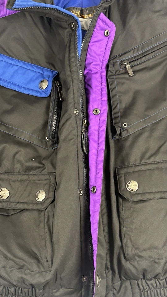 Vintage Kaelin Sport Silmond Ski Jacket Mens L Black Purple Blue 80s 90s Retro - Image 4 of 4
