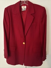 Talbots Wool Jacket Women 8 Petite Sports Coat Suit Blazer Office Vtg Red