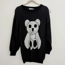 Vintage Great American Sweater Company Womens XL Black Bear Oversized Grunge