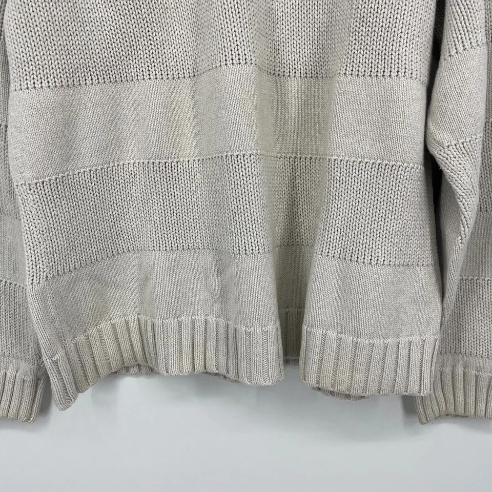Suéter Timberland Tejido Para Hombre Talla XL Marfil Rayas Cuello Redondo Algodón De Colección Años 90 Foto 3 de 4