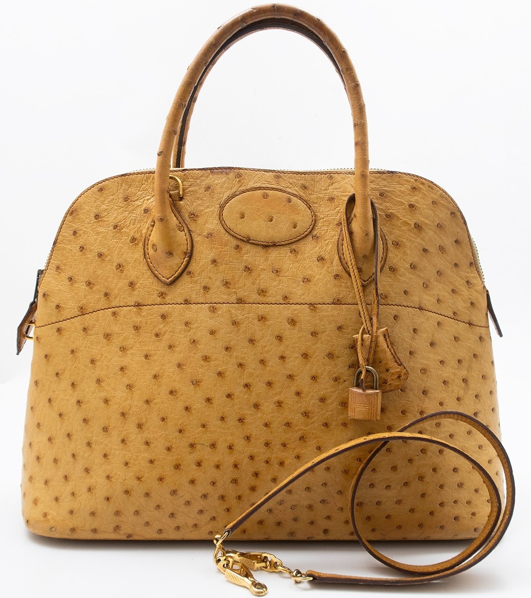 HERMES BOLIDE 35 HANDTASCHE OSTRICH STRAUß TASCHE SCHULTERTASCHE