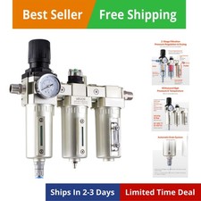 Regolatore Filtro Compressore Aria, 1/2" NPT 3 Stadi 5μm & 0.3μm & 0.1μm Aria Secca...