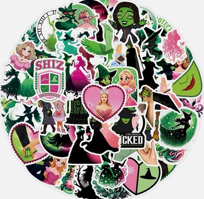 LOT of 10 WICKED musical witch wizard of OZ green theme Decals movie Glinda