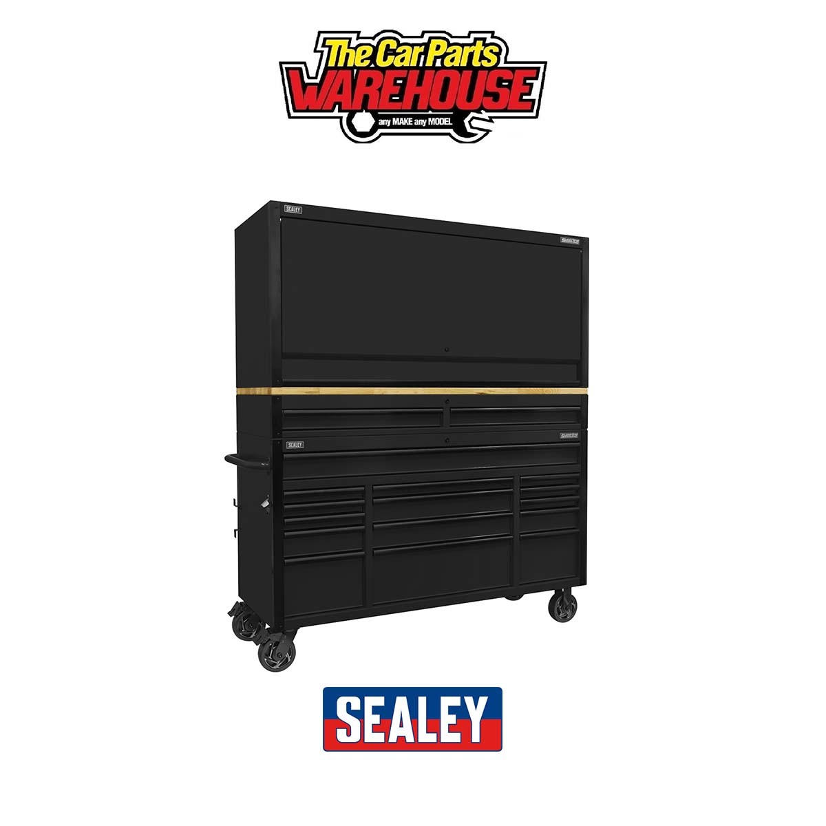 Sealey AP6215BECOMBO1 Superline PRO Black Edition 15 Drawer Trolley Wood Worktop
