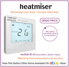 Heatmiser Neostat-e- V2 superseded by V3  - 230V  / 16A Electric Heating Stat