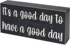 Esur Home Office Cubicle Desk Decor, Motivational Farmhouse Good Day Sign