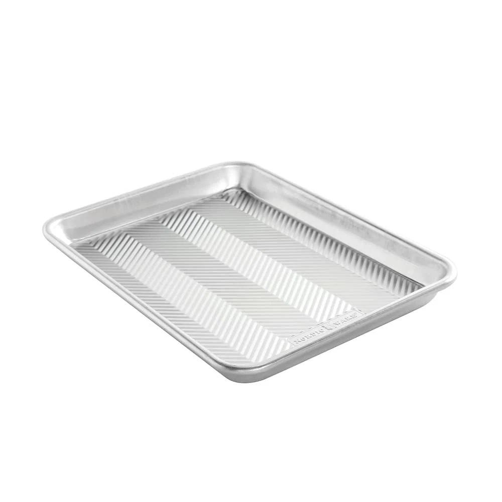 Natural Aluminum Baking Sheet Pan 2 Pack Embossed Grid Pattern USA Made 12x9