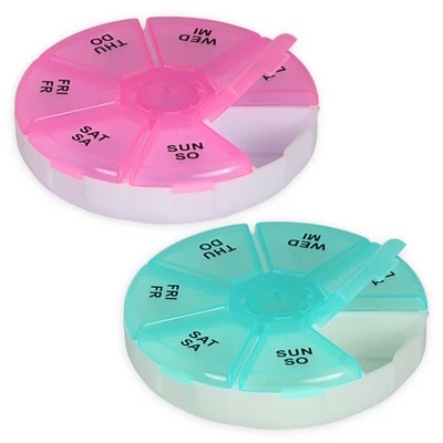 2 Medikamentenbox Pillendose 7 Tage box Tablettendose Tablettenbox Rosa & Türkis - Bild 1 von 4