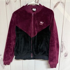 Adidas Fleece CLRDO Track Top Jacket Women  s M Burgundy/Black EUC