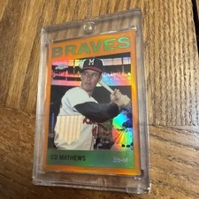 2020 Topps Chrome Eddie Matthews Rookie Reprint Bat Relic 13/25 Orange Refractor