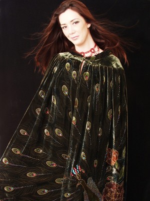 OLIVE GREEN ARTDECO STEVIE NICKS STYLE VELVET MUCHA GYPSY BOHO DELUXE HOODE CAPE