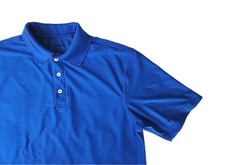 Men's Dry Fit Medium Golf Polo Moisture-Wick Performance S/S Sapphire Blue EUC