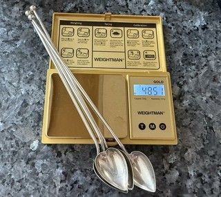 LOT of 4 Sterling Silver .925 Sipper Straw Iced Tea Spoon Heart 8” SwizzleStick