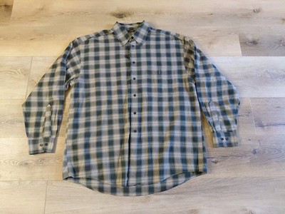 Arrow Men s Shirt L Plaid Green Button-Down Long Sleeve Front Pocket