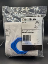 Genuine NILFISK Vacuum Bags 107418525 • Dust, Disposable • 5 Pk • New, Sealed