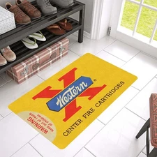 Vintage Style Winchester Western X Center Fire Ammo Doormat Rug In / Out Decor