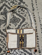 Vintage Handmade Peruvian Cream Wool Crossbody Bag Boho Cottagecore