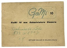 Officine Galileo Gami 16 Instruction booklet brochure  italian camera Italy.