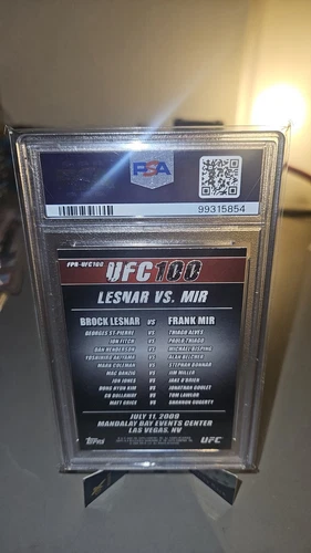 2009 Topps UFC Brock Lesnar/F.Mir Fight Poster Rookie Card #UFC100 PSA 8 (RC) - Picture 4 of 4