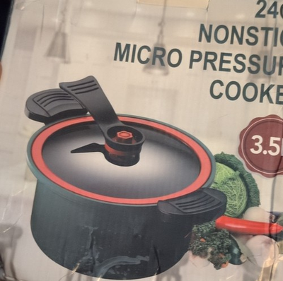#ad Non Stick Micro Pressure Cooker 3.5L 24cm Iron Black Red Stove Top $30.00
