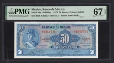 Mexico 50 Pesos 1972 P49u Uncirculated Grade 67