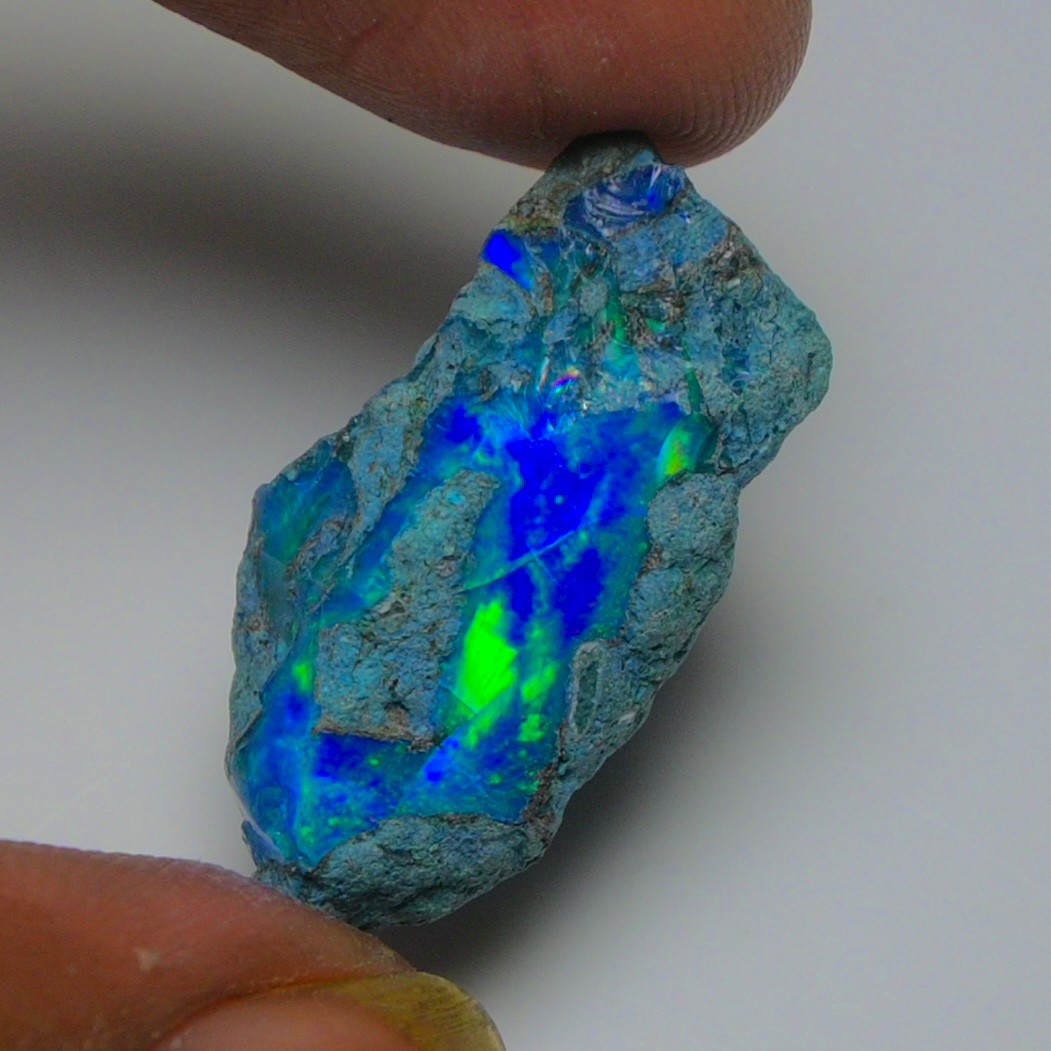 Blue Opal Rough 10.75 Carats, Smoked Ethiopian Welo Opal Rough, Fire Opal Rough