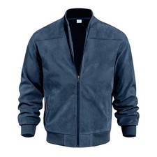 Mens Solid Suede Jacket Full Zip Casual Jackets Lightweight Classic Trucker Coat