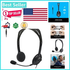 H111 Wired Headset with Adjustable Noise-Cancelling Microphone - Black