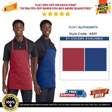 Port Authority A601 Unisex Polyester/Cotton Medium-Length Two-Pocket Bib Apron
