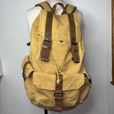 Canvas Leather Trim Backpack Rucksack Khaki T...
