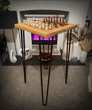 Set scacchi pirografia su misura fatti a mano tavolo con gambe in metallo