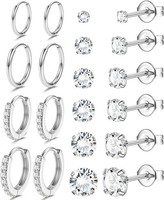 Ohrringe Set 10 Paar Klassisch Hypoallergen Chirurgenstahl Creolen Silber Gold