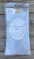 Vintage Christian Dior Sheer Knee High Hosiery Flaxen Sandalfoot Made USA