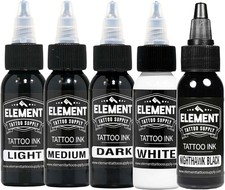 Easy Control Greywash Tattoo Ink Set - 5 Shades in 1oz Bottles for Professionals