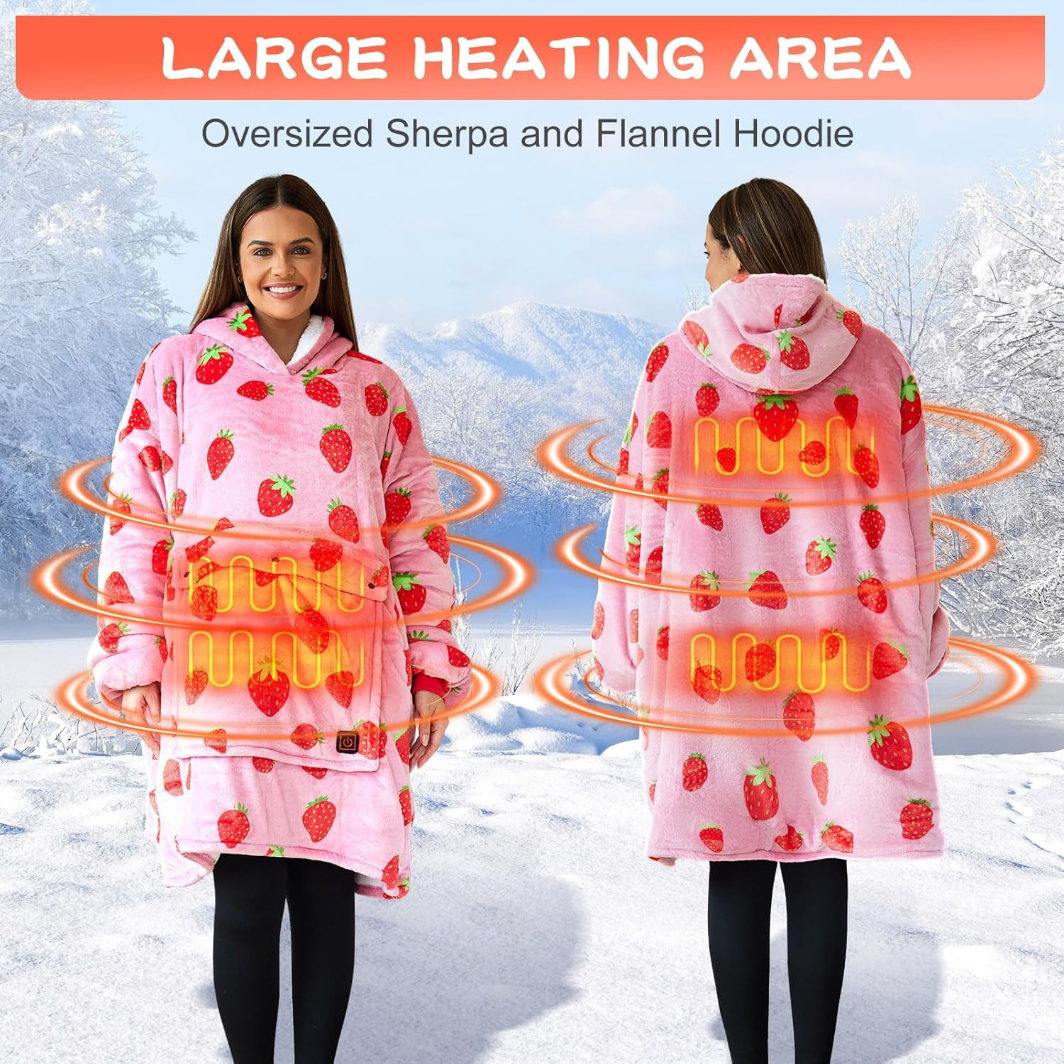 Heated Wearable Blanket Hoodie USB Heated Sweatshirt Blanket Oversized