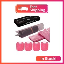 MIUXIA 200 Pink Tattoo Pen Covers 4 Grip Tapes Large Tattoo Machine Covers