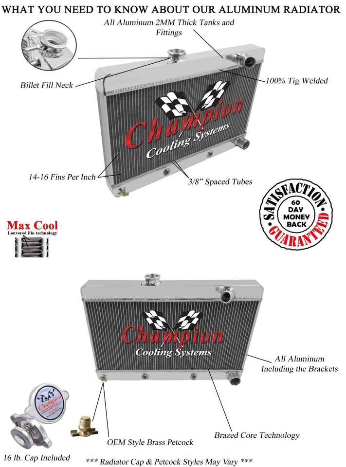 Radiador Champion de descuento de 3 filas para Pontiac Tempest 1961 1962 1963 #CC6163 Foto 3 de 4