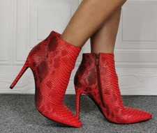 Womens Fashion Pointy Toe Side Zipper Serpentine Ankle Boots Party High Heels
