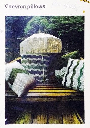 Crochet Patterns Cardigan Sweater Men Infant Kids and Chevron Pillow New Vintage - Picture 2 of 5