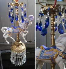 Porcelain Horse Enchanting Carousel Series Lamp SWAG brass Chandelier Vintage
