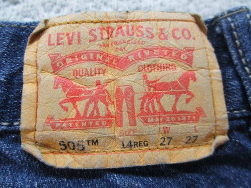 Levi's 505 Jeans Tag 27x27 Actual 26x25 Pants Straight 14 Reg Dark Wash Cowboy - Picture 13 of 13